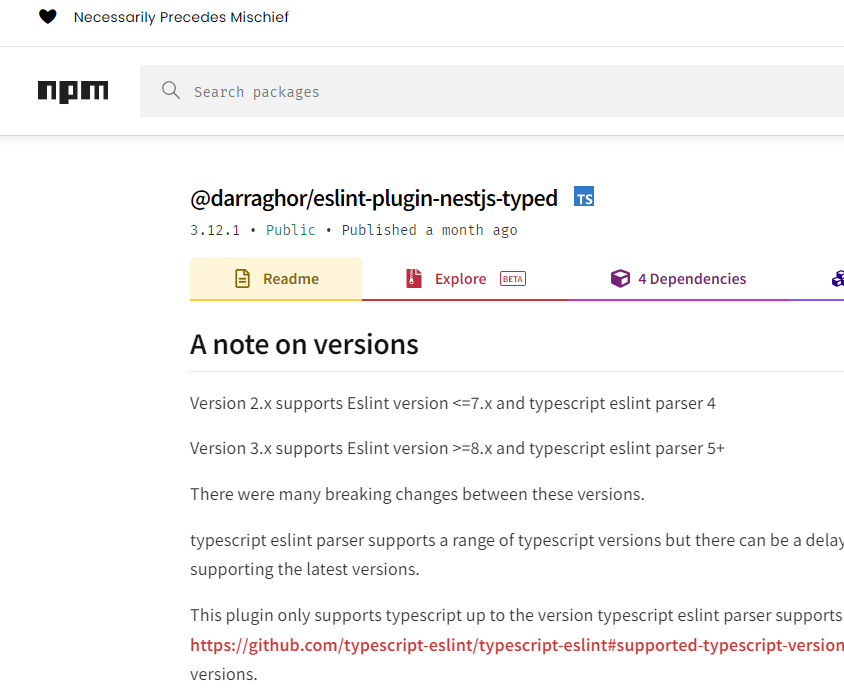 A screen shot of ESlint Plugin for NestJs Projects