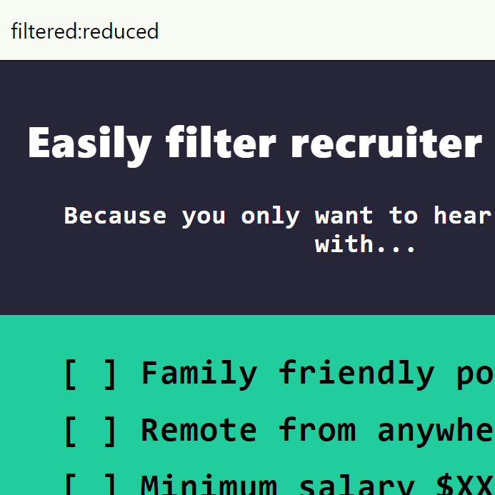A screen shot of Filtered Reduced Job Search (Not Maintained)