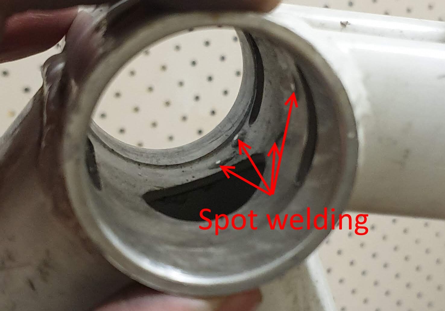 Spot welds inside bottom bracket Spot welds inside bottom bracket