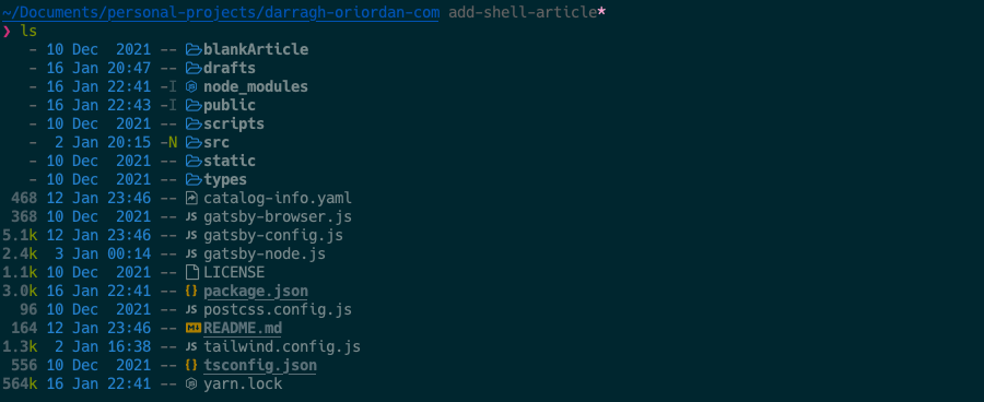 new ls output