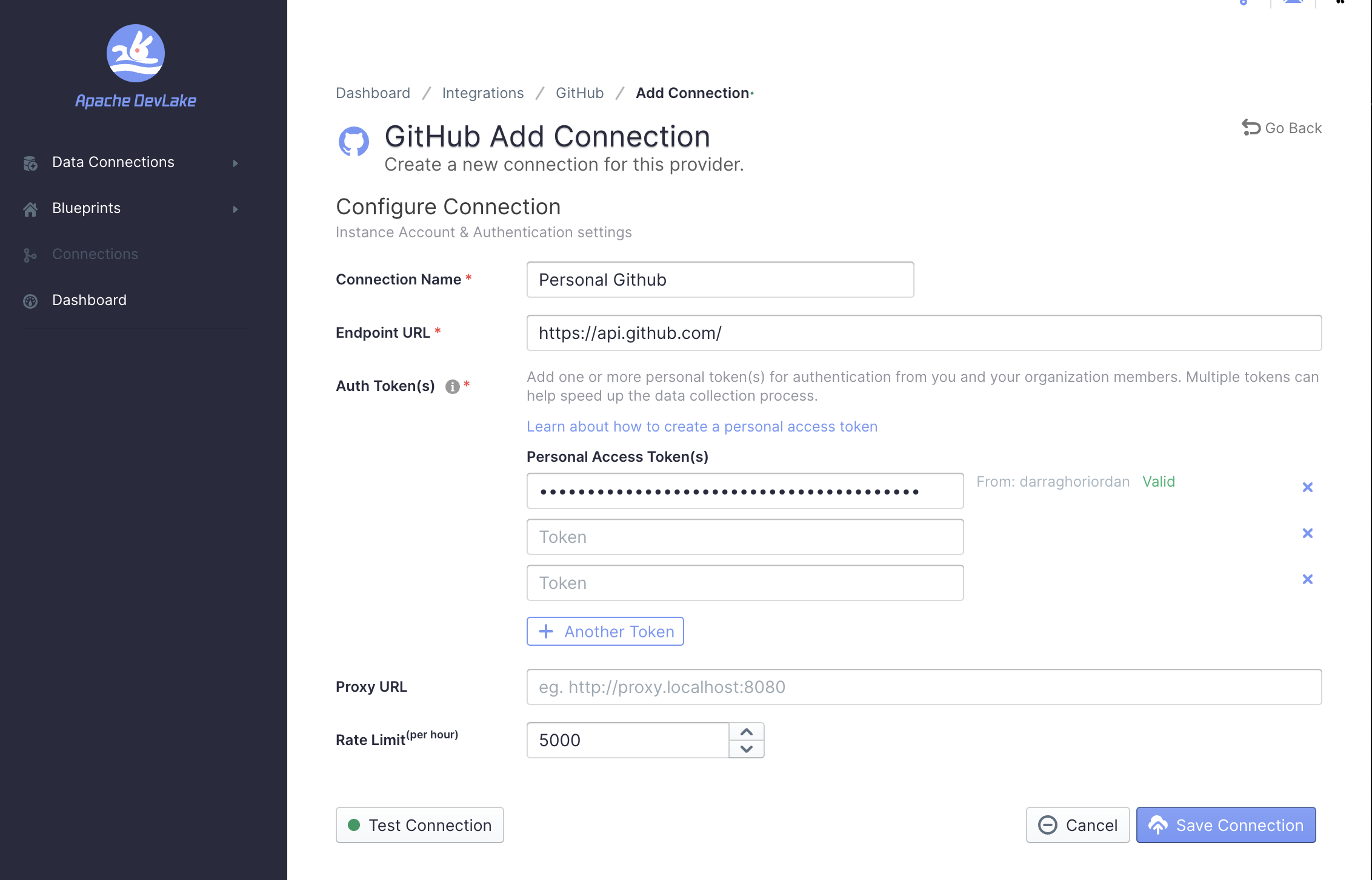 Adding a Github connection