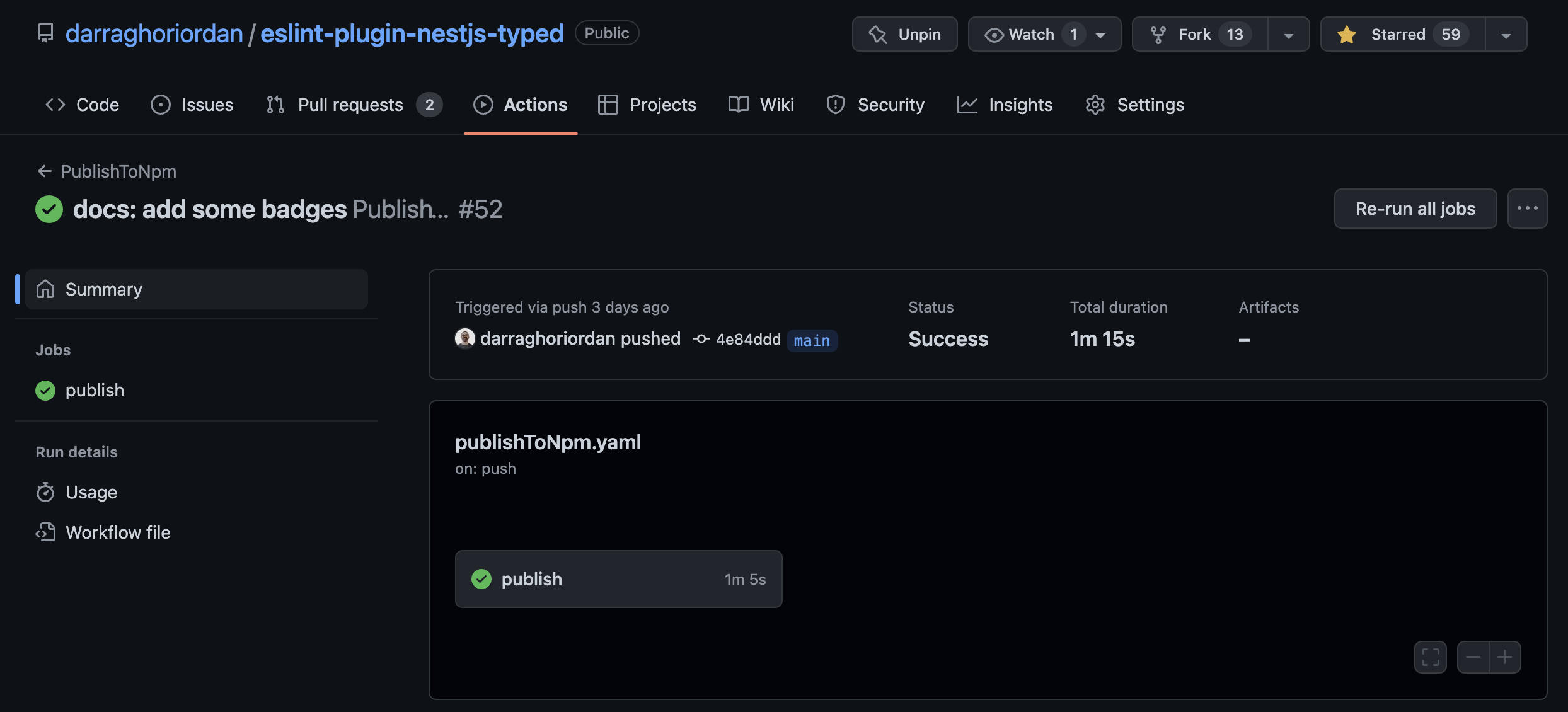 Github actions settings for transformation